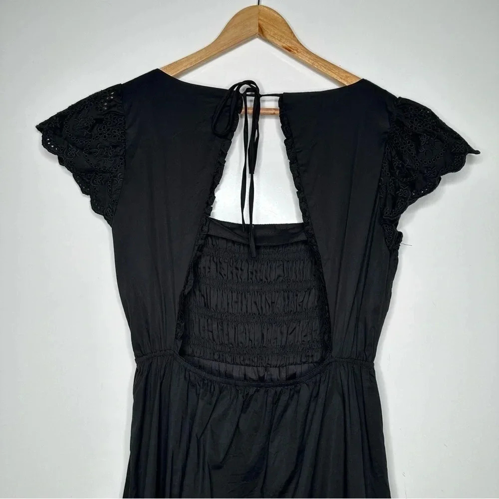Jason Wu Black Open Back Eyelet Smocked Maxi Dress Size Large — image 7 of 8